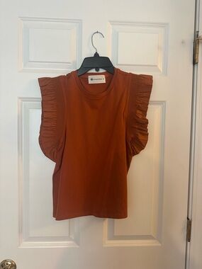 The Impeccable Pig Rust Ruffle-Sleeve Tank Top